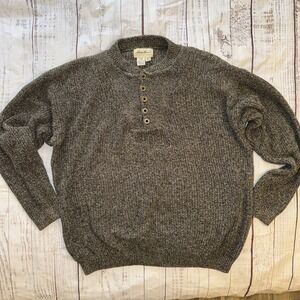 Eddie Bauer Men's Vintage Knit Sweater Cotton Size XL Tall Gray Made In USA